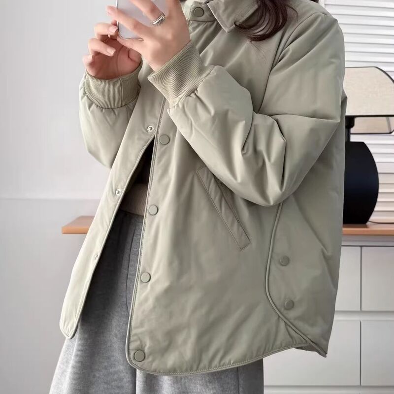 Polar Fleece New Women's Autumn and Winter New Lightweight Fleece Jacket Casual Lapel Small Cotton Coat Loose Jacket Shirt