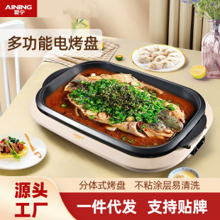 Household 166 Paper Bag Fish Special Multifunctional Electric Grill Plate Rectangular Barbecue Grill Spot Non-stick Fish Grill Pot