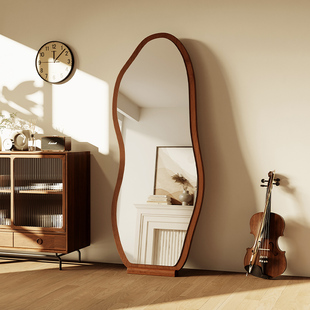 French-Style Vintage Full-Length Mirror, Floor Mirror for Home Use, Designer Irregular Dressing Mirror, High-End Influencer Fitting Large Mirror