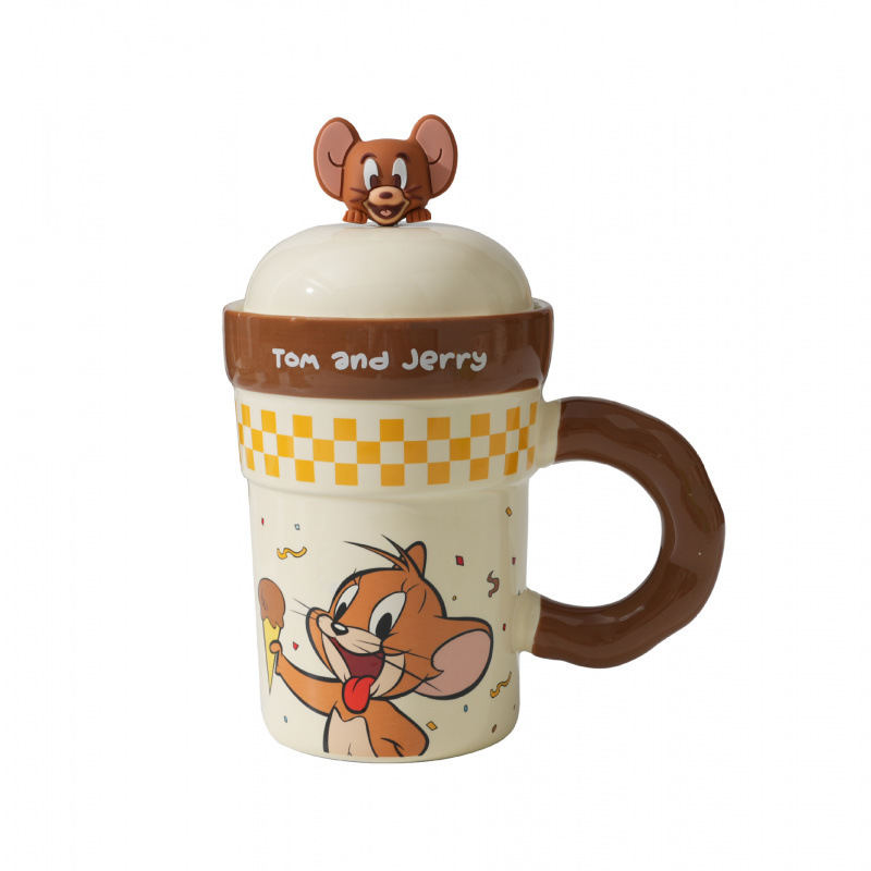 Gatos y ratones auténticos copos de marca encantadores tazas de gran capacidad tazas de cerámica domésticas con tapa de alta calidad de agua taza