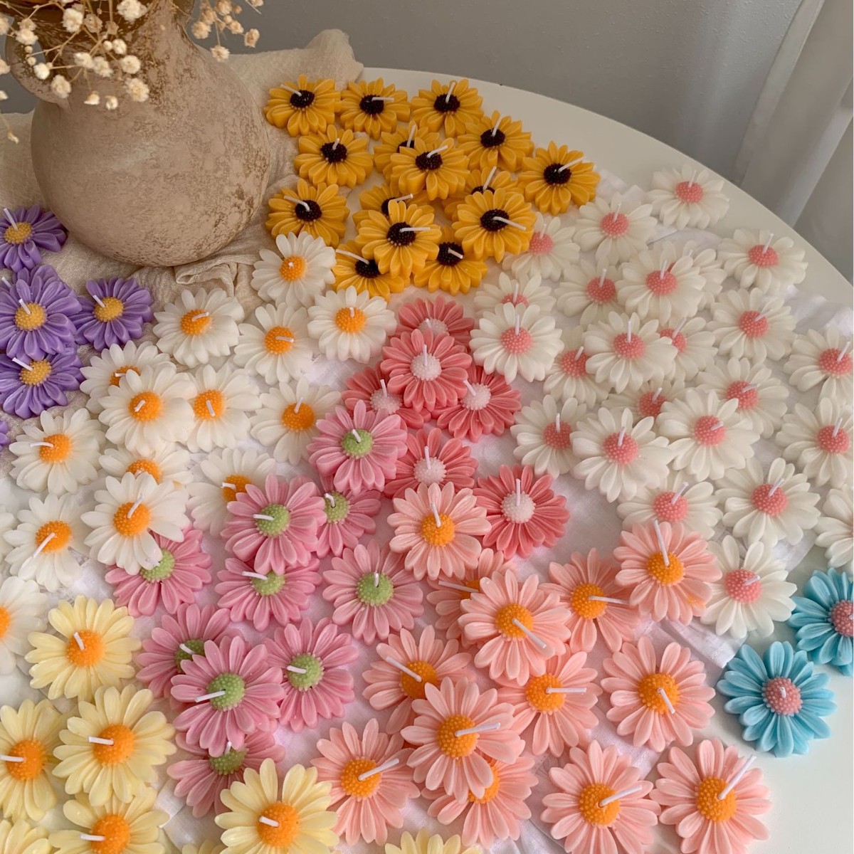 Vela aromática de margarida artesanal decoração e presente_voghion.com