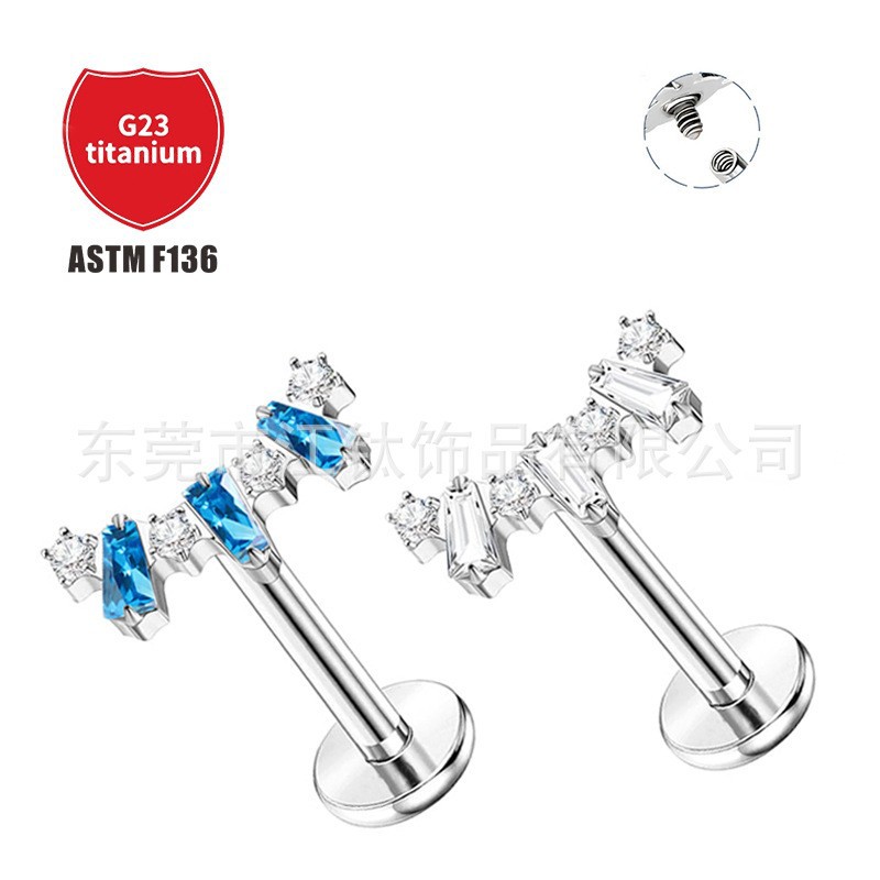 Pointed titanium steel lip stud product view