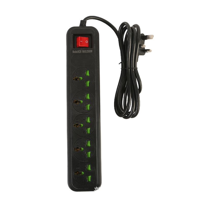 Comercio electrónico transfronterizo estándar británico estándar europeo estándar americano enchufe de fila doméstico con puerta de seguridad interruptor inteligente con cable enchufe multifuncional