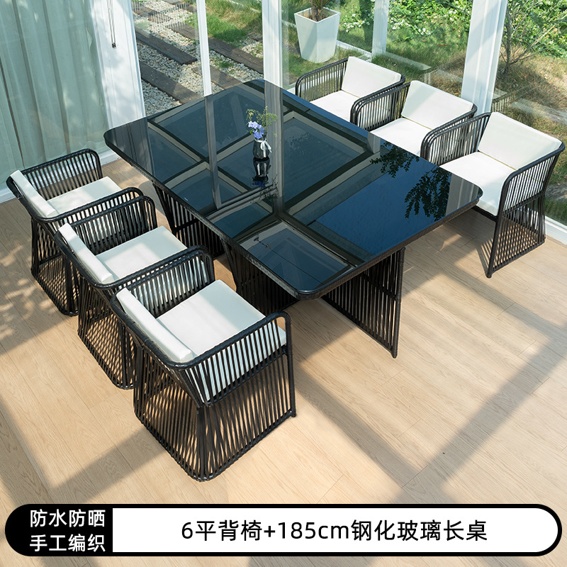 Al Aire Libre mesa y silla patio ocio ratán mesa y silla combinación terraza jardín al aire libre Mesa de té Muebles silla impermeable Protección solar