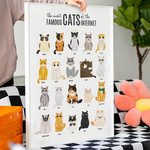 小清新猫咪品种分类版画治愈系儿童房装饰画卧室宠物店背景墙挂画