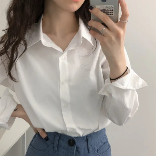 Korean Chic White Shirt Top Women's Blouse Coat Solid Color Underwear Design Sense Minority Cardigan 