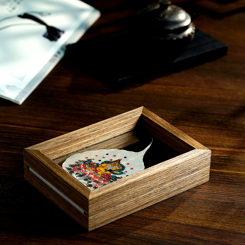 La Tabla pintada madera de la decoración de la hoja de Bodhi Zodiaco Dios amarillo del espécimen de la hoja de la riqueza puede ser cuadro fijo alta tabla transparente de la decoración de cristal