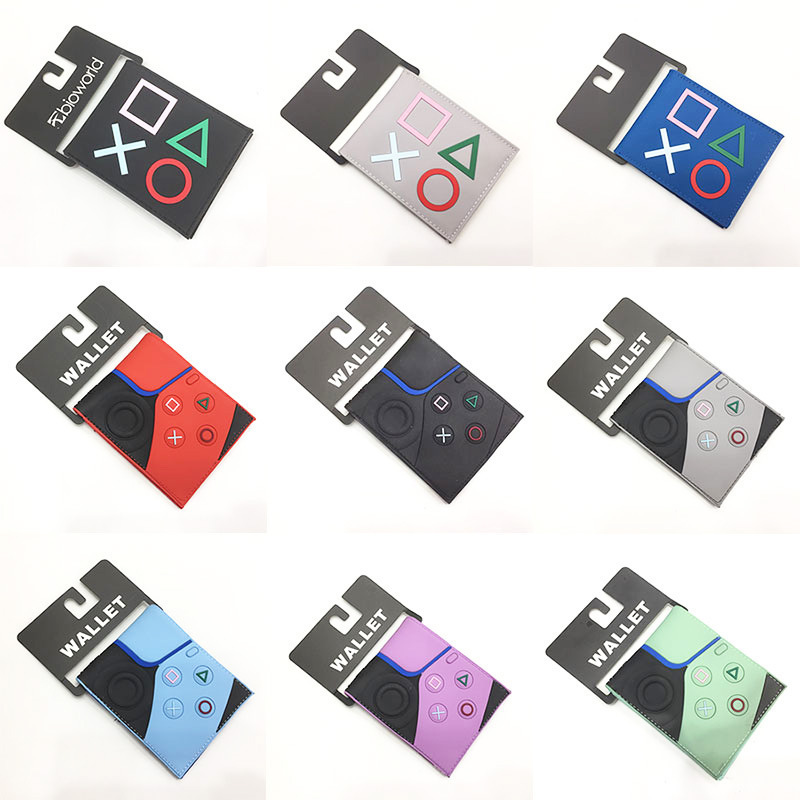 PSP Nintendo wallet game console handle pattern control button short two-fold wallet teenagers PU wallet