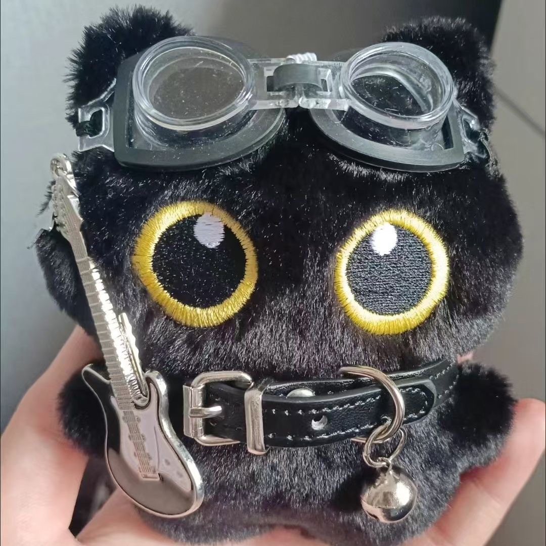 Big Eyes Black Cat Colgante Punk Little Black Cat Keychain bolsos colgante Rock Gato para amigos
