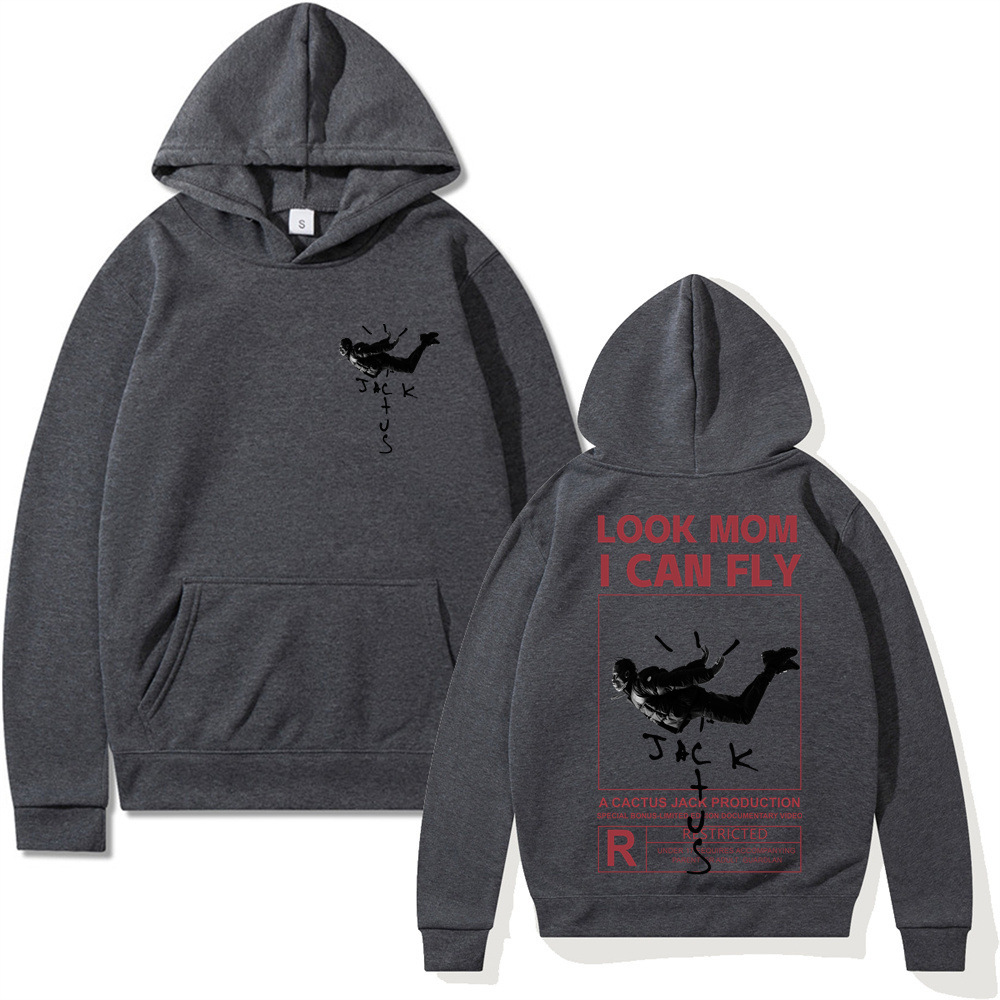 Cactus Jack Hoodies Rocky LOOK MOM I CAN FLY Gráficos Men's