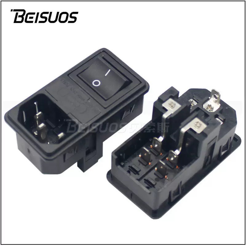 0717-2S双保险三合一插座C14卡式品字公座带开关医疗器械插座带线