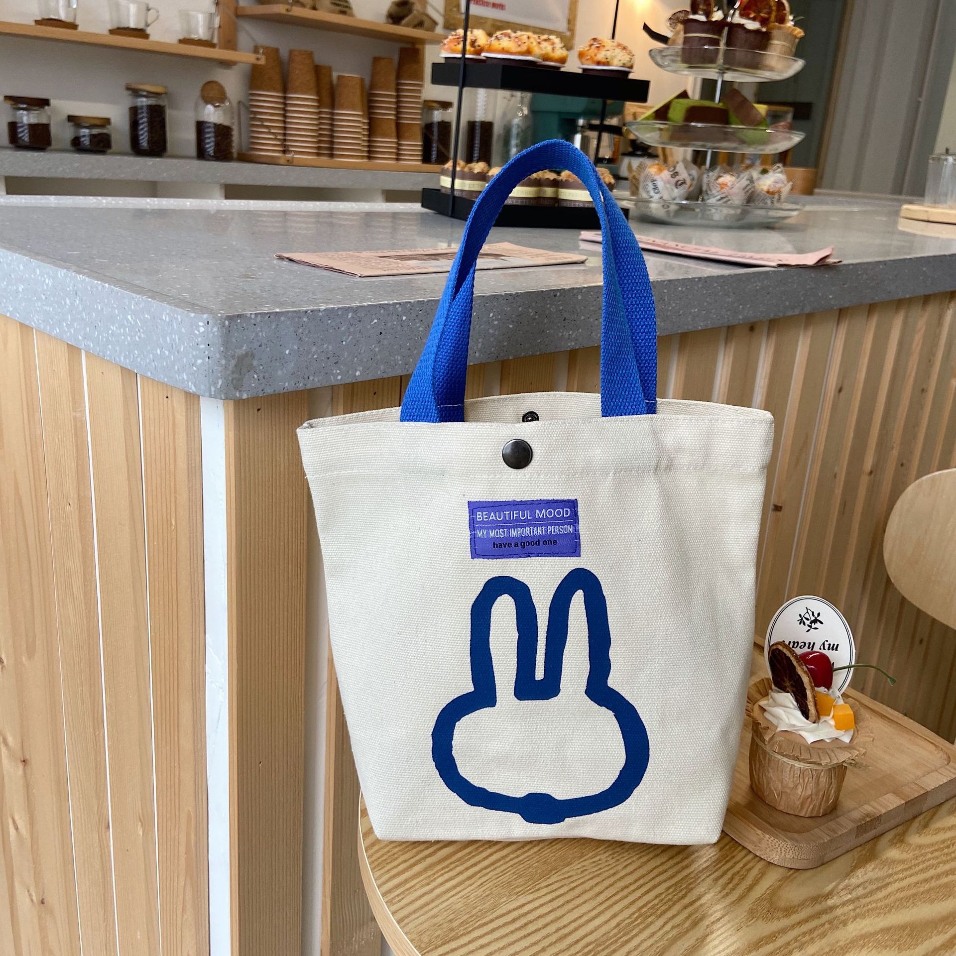 08312 Cartoon printed single-shoulder canvas bag, Japanese style, Korean version canvas bag, student large-capacity hand-held women's bag for commuting undefined