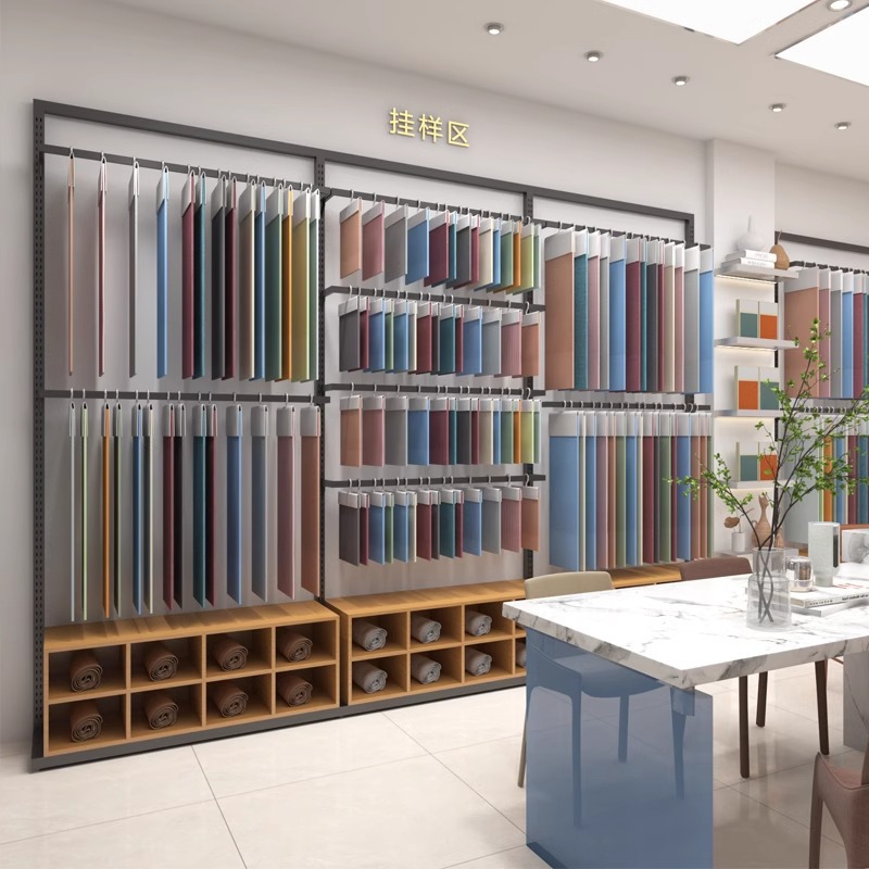 Cortina elevadora estante de exhibición tela doméstica muestra de tarjeta de color estante de exhibición tipo piso estante de exhibición de decoración