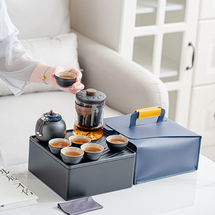 Travel Tea Set suit Wholesale Outdoor Portable Kung Fu Tea Set Customer Accompanying Gift Business Gift Logo