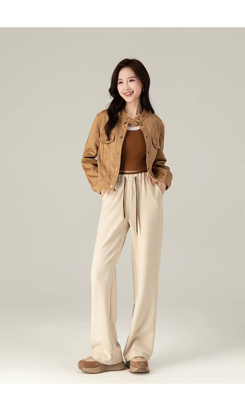 Quần thể thao ống rộng cạp cao dáng suông nữ chất Acetate Tencel mềm mại — Màu trắng be chi tiết 31