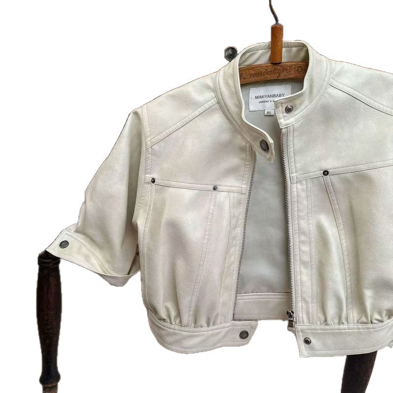 Chaqueta de cuero para niños nuevos productos extranjeros niños chaqueta de cuero de color sólido guapo chaqueta de cuero para niñas cool guapo image 5