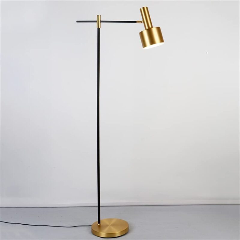 Metallic Light Luxury Gold Floor Lamp for Bedroom Bedside Reading, Nordic Style Living Room Sofa Standing Floor Lamp