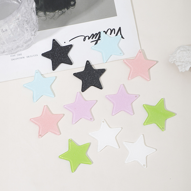 星星五角星奶油彩色DIY手工饰品手链项链手机链配件材料批发滴胶