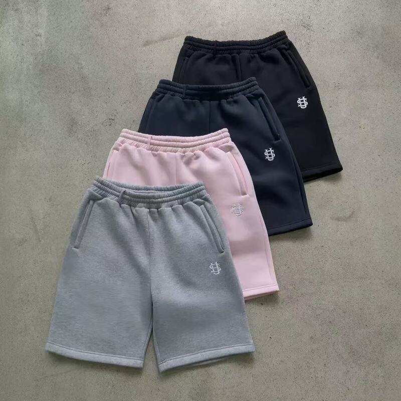 Cross-Border European and American Retro Y2K Street Trendy Hip-Hop Casual Elastic Waist Loose Pure Color Sports Casual Shorts