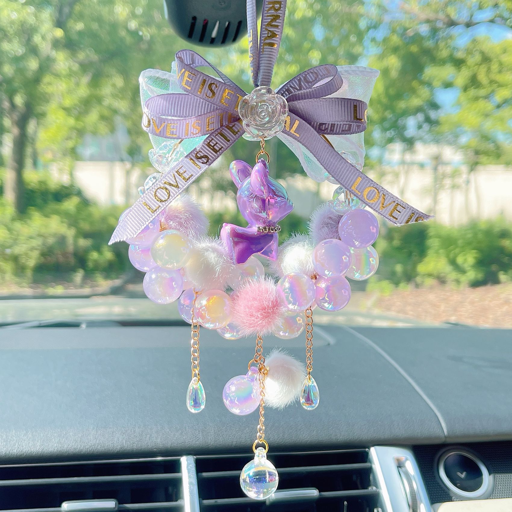 Cute and Colorful Deer Car Hanging Ornament Rearview Mirror Pendant Decoration for Girls Car Accessory