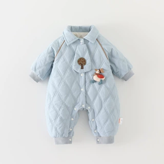 婴儿棉服夹棉连体衣宝宝冬装外套新生儿衣服秋冬季加厚外出服批发