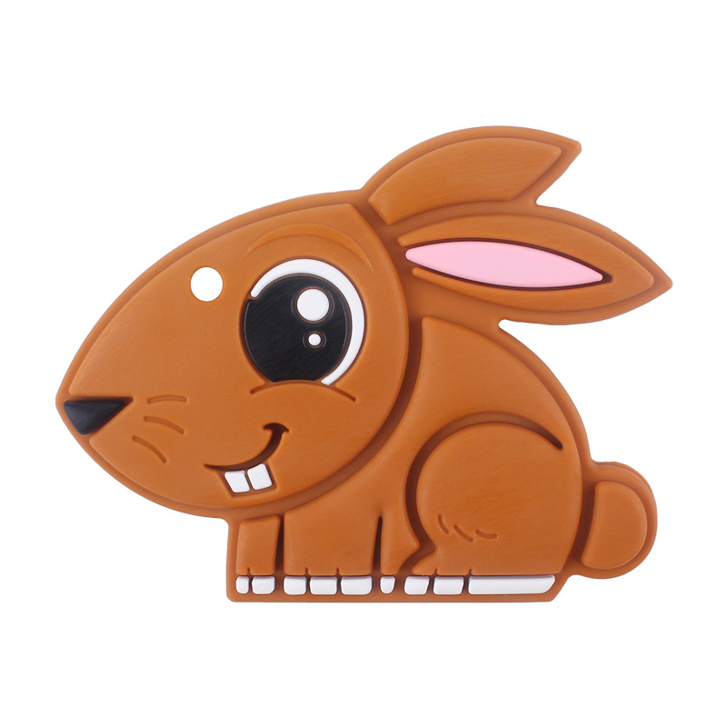 Creativo DIY bebé suministros nueva dibujos animados de silicona ojo grande conejo teether dientes del bebé moler dientes Shaper