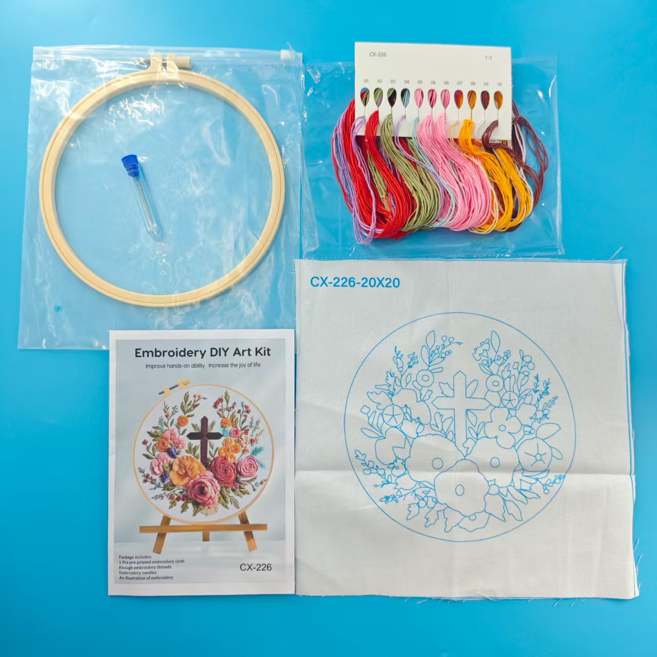 Nuevos productos transfronterizos Flower Embroidery KIT crucifijo flor de bordado KIT instrucciones de aguja en inglés