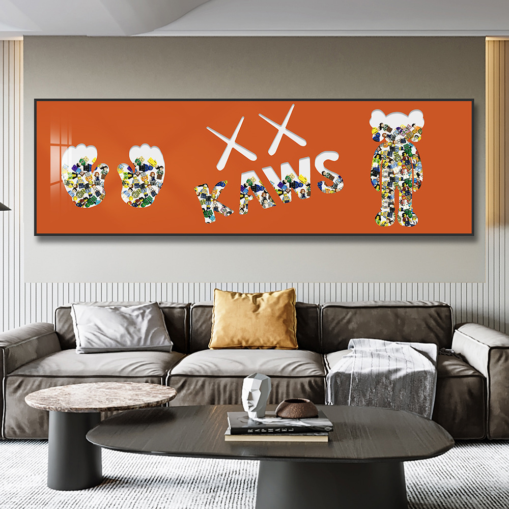 Bloques de construcción de Lego pintura de cabecera pintura decorativa dormitorio principal Luz de gama alta marca de moda de lujo Kaws habitación de los niños dormitorio bloques de construcción pintura colgante