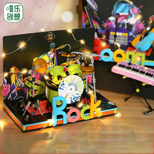 兼容乐高积木女孩音乐盒小颗粒街景吉他钢琴乐器电鼓拼装儿童玩具