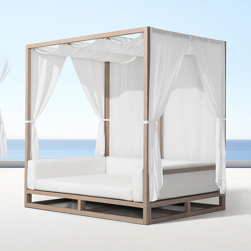 Conjunto de muebles de teca para exteriores, resistentes al agua y a los rayos UV, para patio, jardín, terraza, sofá de aluminio para balcón.