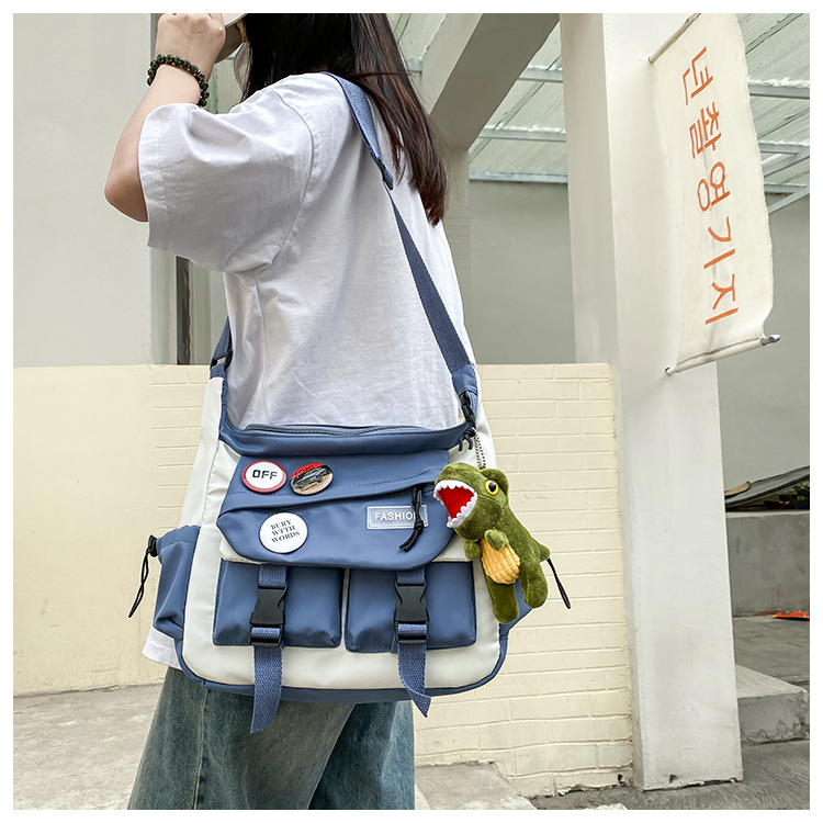 Korean ins fashion single-shoulder crossbody bag, trendy brand color sports bag, middle and high school schoolbag, college student class backpack Item Picture