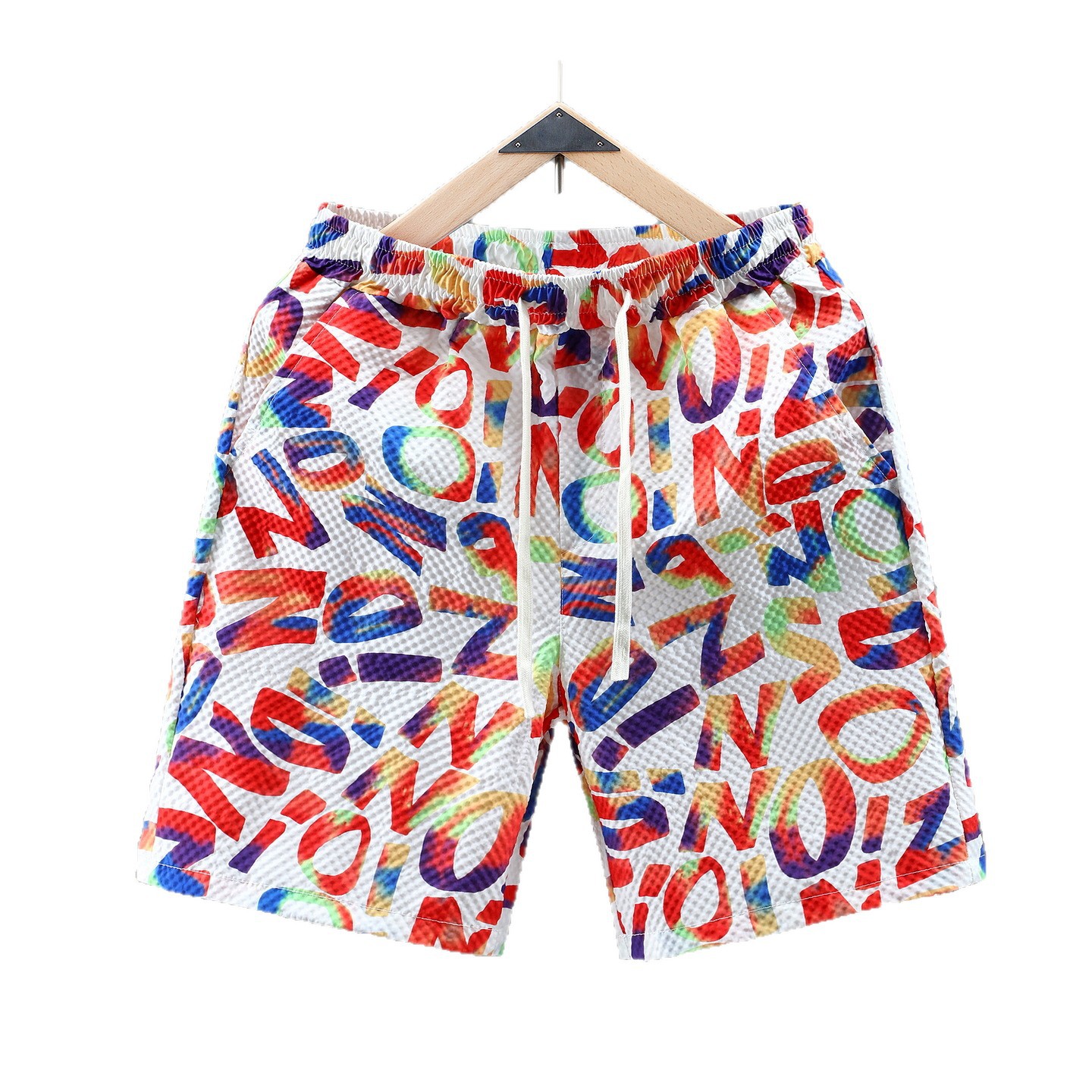 Men's Printed Casual Shorts Loose Fitting Trendy Fashionable Outerwear Youth Sports Plus Size Five Point Quick Drying Beach Pants_viptrois.com