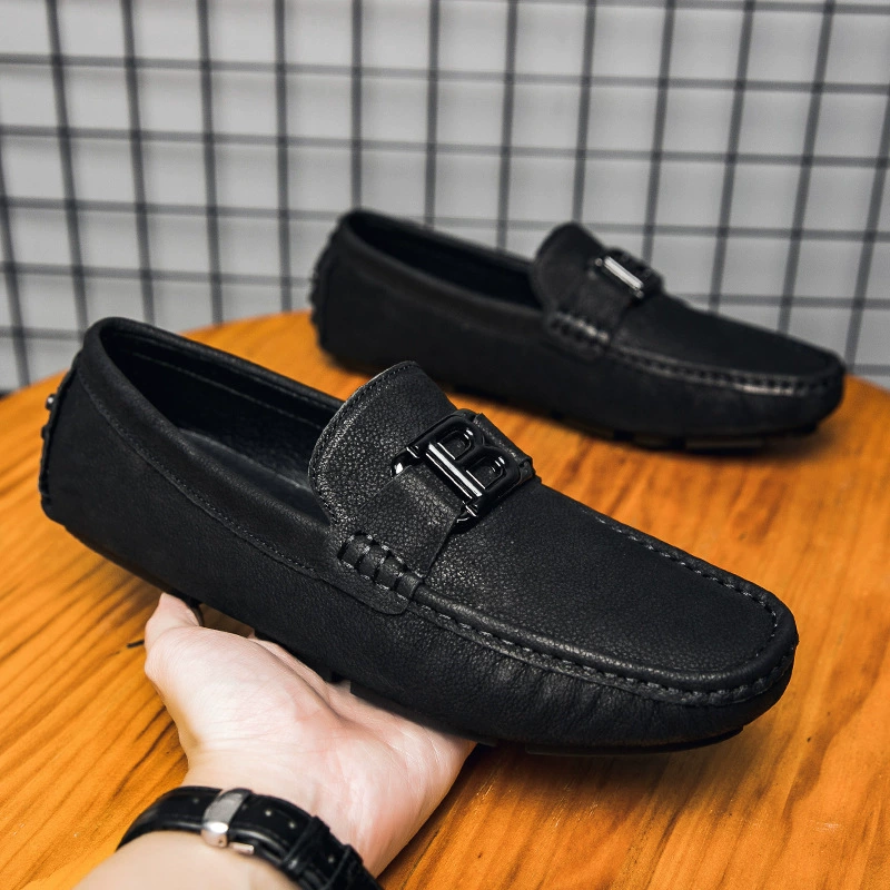 2215 Мужская обувь Туфли Doug Повседневная обувь для вождения Весенний комплект с низким верхом Кожаные кожаные туфли на плоской подошве с металлическим декором