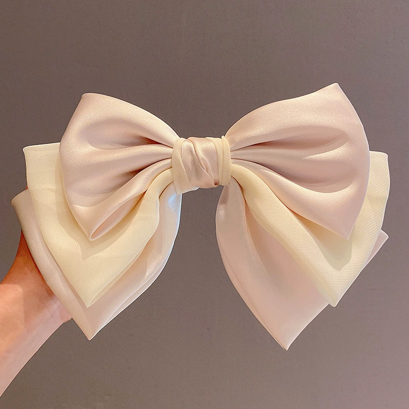 Hair bow clip, three-layer spring hairpin, lightweight 8.9×6.4 cm, trendy ponytail accessory