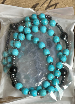 2022 verano nuevo transfronterizo negro natural cuentas redondas cadena larga negro Ball piedra Cruz Rosario collar de los hombres al por mayor