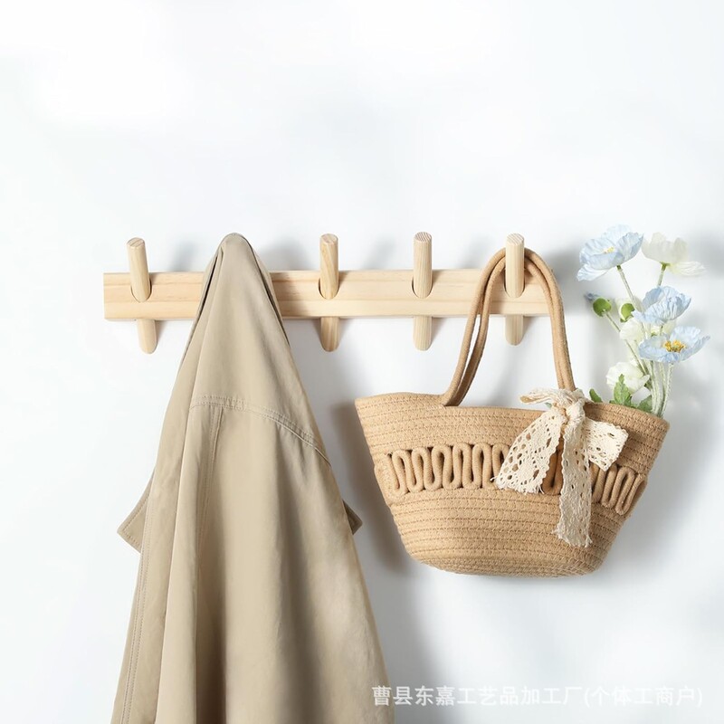 Cross-Border Clothes Hanger Wall-Mounted Removable Wooden Wall Hook Home Door Bathroom Clothes Towel Storage Rack