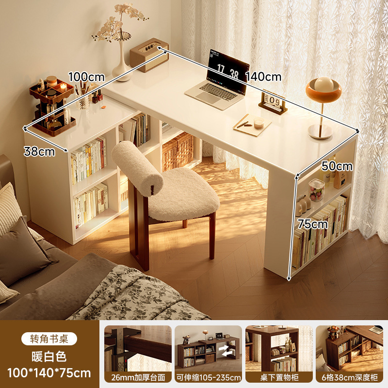 Esquina de madera maciza, escritorio, estantería, mesa integrada, dormitorio, hogar, tocador para estudiantes, escritorio para computadora en forma de l, oficina