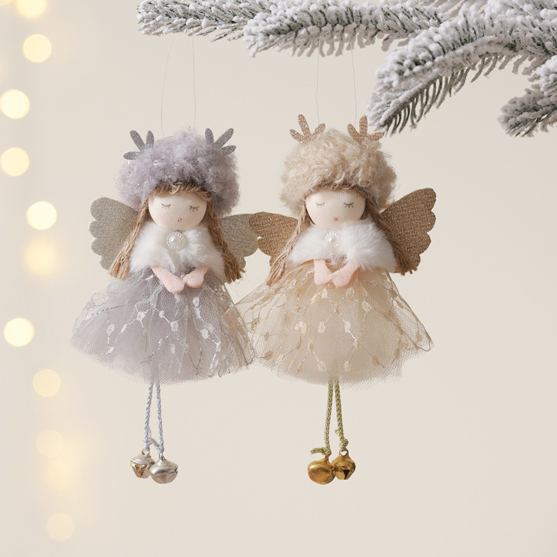 Nuevos productos transfronterizos de venta en caliente de navidad niña Angel Colgante creativo colgante de peluche Navidad decoración del árbol de Navidad