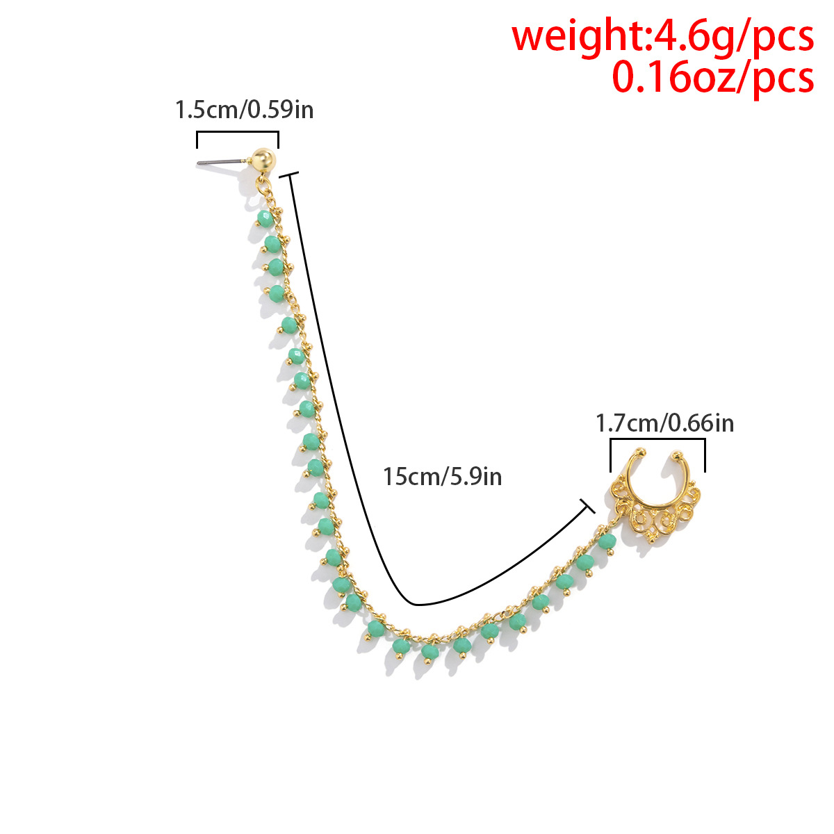 Simple Style Geometric Alloy Plating Artificial Crystal Nose studs 1 Piece