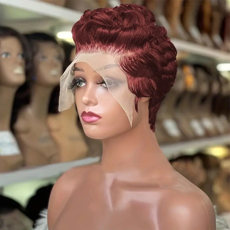 13x 4 pixie cut wig human hair short stitching curly hair