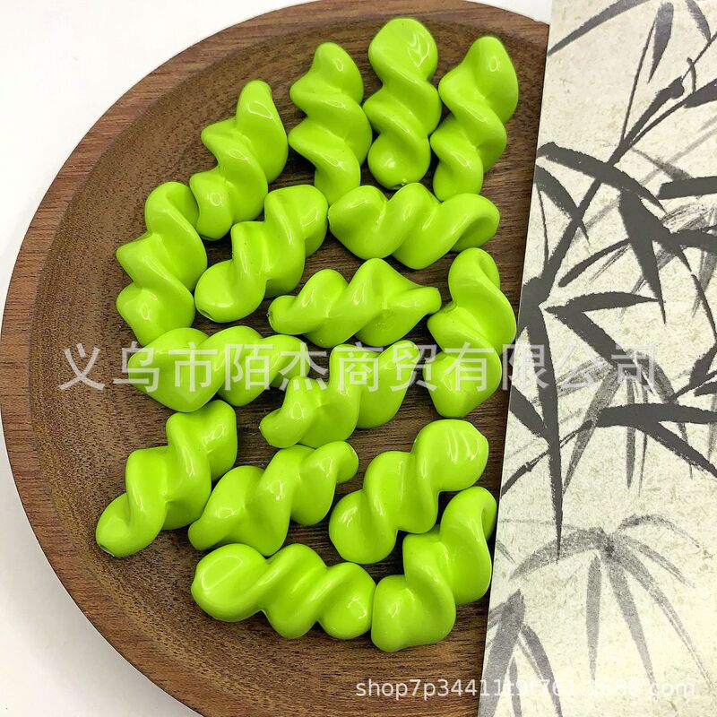 直孔烤漆15色浪味仙螺纹彩色珠 DIY串珠散珠手机链条挂件材料配饰|undefined
