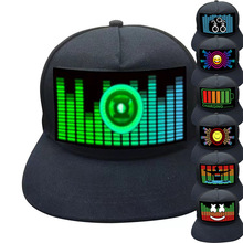 派对EL冷光片音乐嘻哈发光棒球帽 时尚男女LED声控灯闪光鸭舌帽子