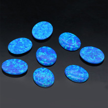 蛋形平底素面op05蓝色澳宝裸石 椭圆形火彩人造欧泊宝石批发