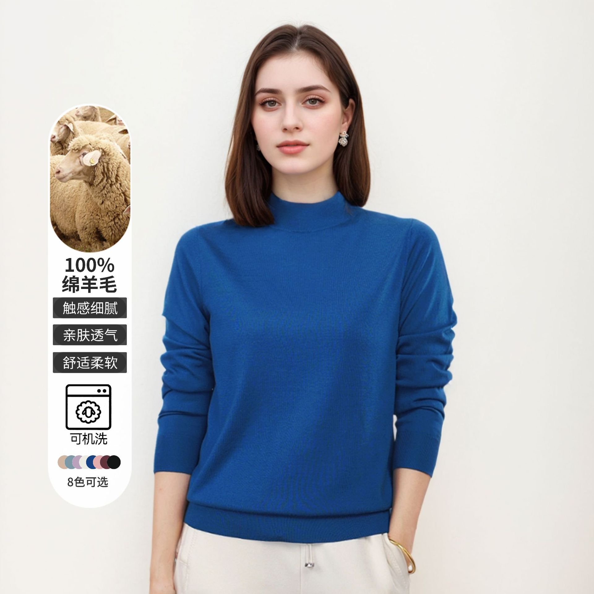 LABULL cardigan for women machine-washed autumn and winter sweater 16G versatile simple fine wool solid color sweater HN658