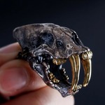 骸剑齿虎头骨吊坠可动骷髅手工项链潮流男街头嘻哈925纯银