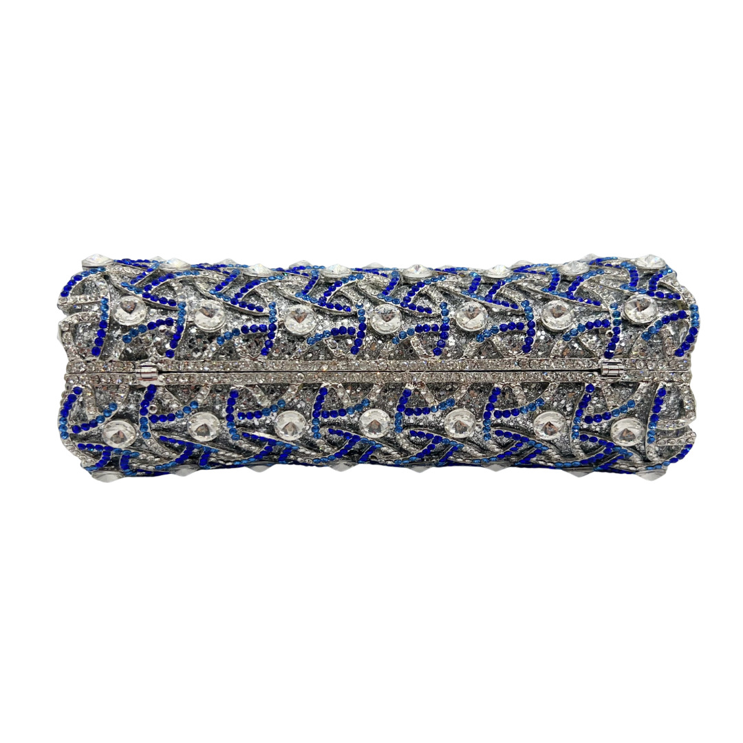 Túi clutch nữ đính pha lê kim cương sang trọng dự tiệc tối — màu xanh bạc, Tùy chỉnh các màu khác chi tiết 7