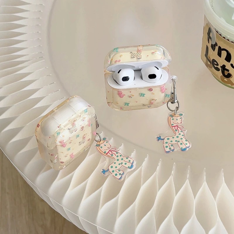 Ins Cartoon Girafa para Apple AirPods4 auriculares pro3 auriculares bluetooth conejo cubierta