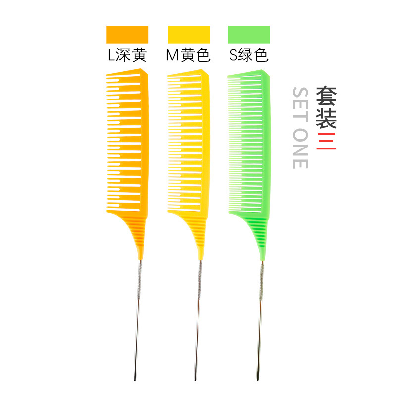 Amazon color teñido peine peluquería herramientas especiales de peluquería peine de corte de pelo punta de la cola aguja de acero partición peine de teñido