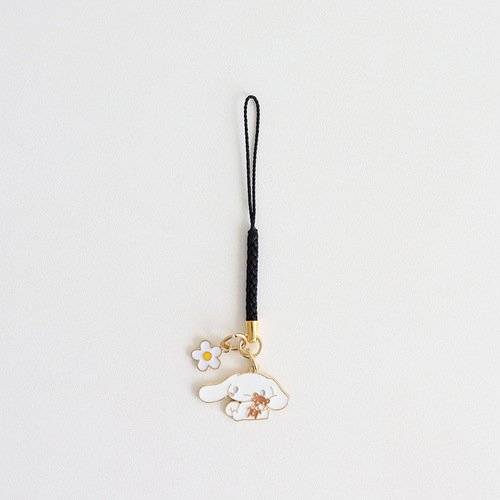 Cute cartoon cinnamon dog flower USB flash drive lanyard mobile phone chain bag pendant anti-lost pendant student jewelry
