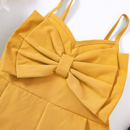 EW Foreign Trade Kids' Clothing: New Arrivals for Toddlers & Young Children – Girls' Summer Solid-Color Halterneck Jumpsuit with Bow, Style K188-C